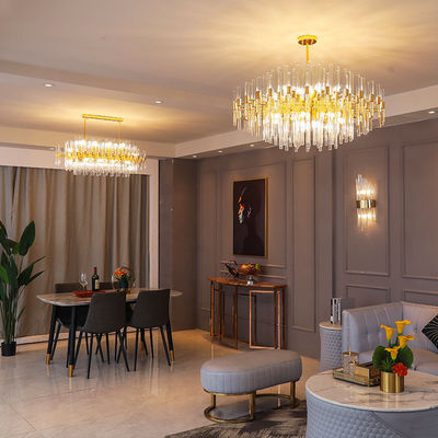LED K9 Crystal Entryway Chandelier E14 6500K Luxury Ceiling Lights Gold Crystal