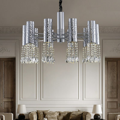 Stainless Steel Chrome Modern Crystal Ceiling Lights Adjustable 110V - 240V