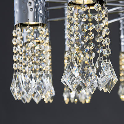 Stainless Steel Chrome Modern Crystal Ceiling Lights Adjustable 110V - 240V