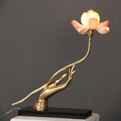 Electric White Glass LED Household Table Lamp Lotus Flower Shape 110V