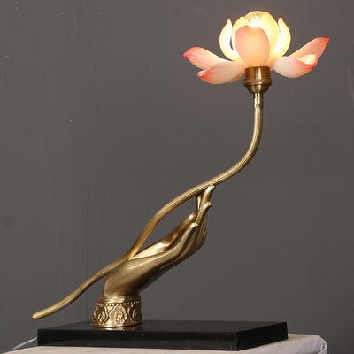 Electric White Glass LED Household Table Lamp Lotus Flower Shape 110V