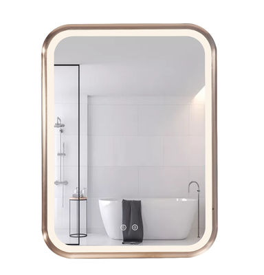Square LED Bathroom Mirror Light Time Temperature Function