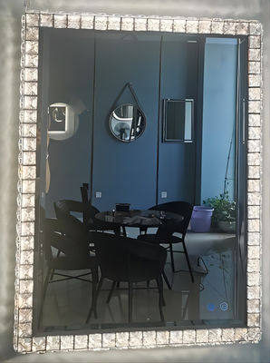 Stainless Steel LED Crystal Effect Mirror Crystal Vanity Mirror With Lights