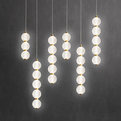 Iron Electroplated Brass And Acrylic Pendant Chandelier Lights For Bedroom Living Room