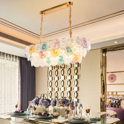 Soft Brightness Colorful Glass Disc Pendant Lights E14 AC 110 - 250V