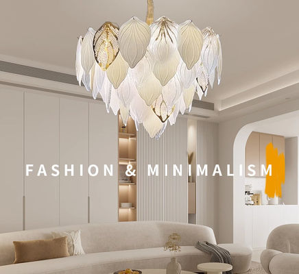 E14 Electroplating Crystal Glass Entryway Chandelier With Glass Leaves