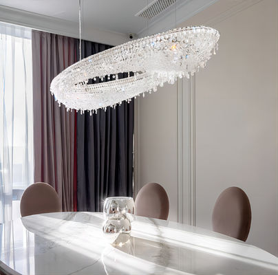 Oval Crystal Pendant Light For Living Room And Dining Room