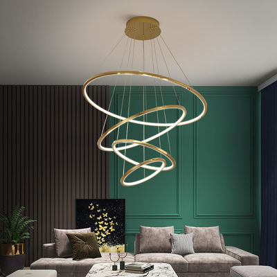 Three Color Dimming LED Modern Ring High Ceilings Chandeliers Custom Service