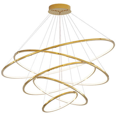 Three Color Dimming LED Modern Ring High Ceilings Chandeliers Custom Service