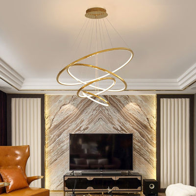Three Color Dimming LED Modern Ring High Ceilings Chandeliers Custom Service