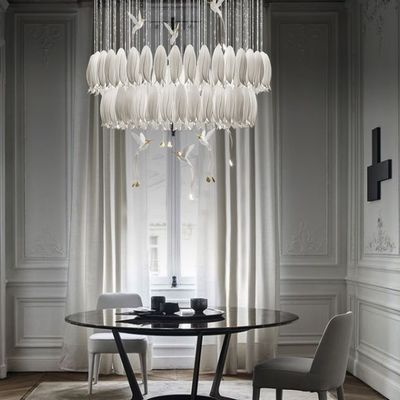 Ceramic Flower Bud Chandelier High Ceilings Chandeliers With Exquisite Ceramic Bird Pendant