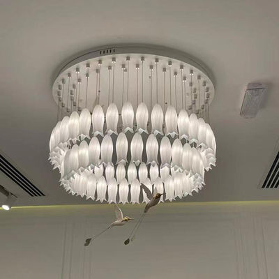 Ceramic Flower Bud Chandelier High Ceilings Chandeliers With Exquisite Ceramic Bird Pendant