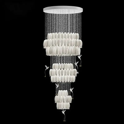 Ceramic Flower Bud Chandelier High Ceilings Chandeliers With Exquisite Ceramic Bird Pendant