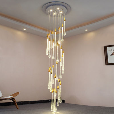 American High Ceilings Chandeliers Water Drop Crystal Chandelier Customization