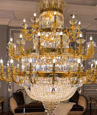 European Style Candle Extra Large Crystal Chandeliers For High Ceilings