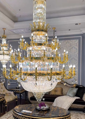 European Style Candle Extra Large Crystal Chandeliers For High Ceilings