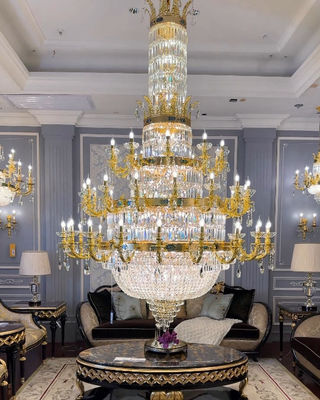 European Style Candle Extra Large Crystal Chandeliers For High Ceilings