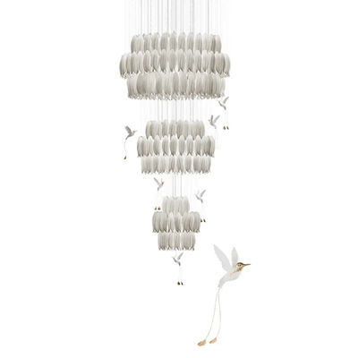 New Design High Ceiling Decor Luxury Chandeliers Modeling Villa Staircase Ceramic Flower Pendant Light