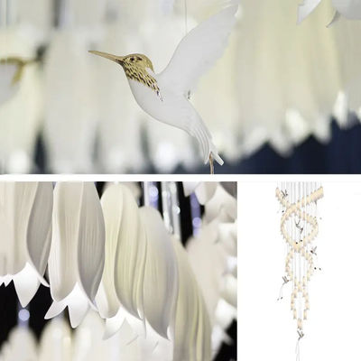 New Design High Ceiling Decor Luxury Chandeliers Modeling Villa Staircase Ceramic Flower Pendant Light