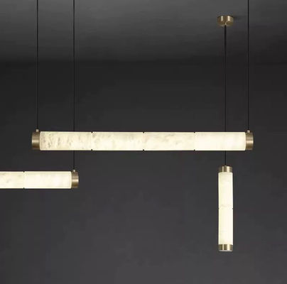 Modern Minimalist Designer Creative Long Cylinder Natural Alabaster Hanging Lights Luxury LED Restaurant Bar Decoration Alabaster Lights