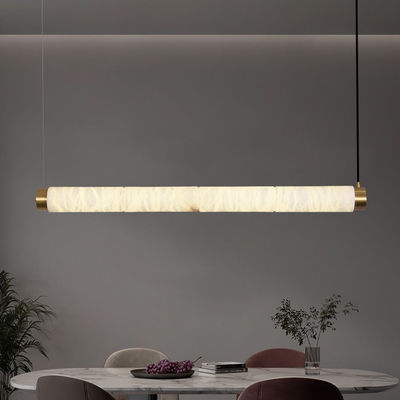 Modern Minimalist Designer Creative Long Cylinder Natural Alabaster Hanging Lights Luxury LED Restaurant Bar Decoration Alabaster Lights