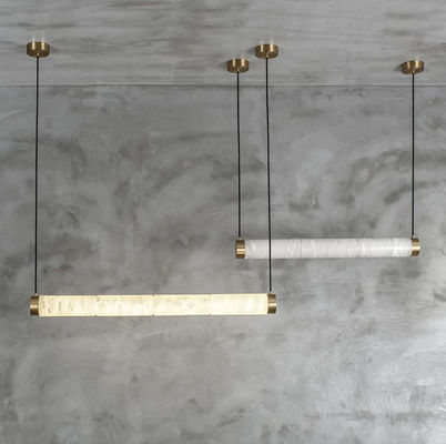 Modern Minimalist Designer Creative Long Cylinder Natural Alabaster Hanging Lights Luxury LED Restaurant Bar Decoration Alabaster Lights