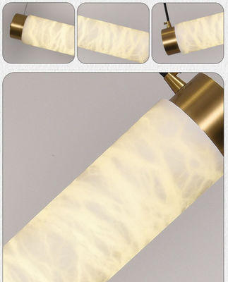 Modern Minimalist Designer Creative Long Cylinder Natural Alabaster Hanging Lights Luxury LED Restaurant Bar Decoration Alabaster Lights