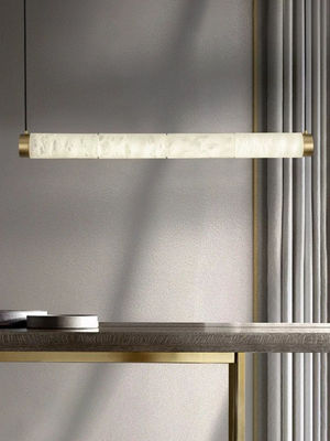 Modern Minimalist Designer Creative Long Cylinder Natural Alabaster Hanging Lights Luxury LED Restaurant Bar Decoration Alabaster Lights