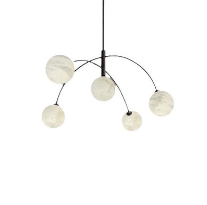 Postmodern Creative Fashion Brass Living Room Chandelier Simplicity Light Luxury Hotel Bedroom Alabaster Pendant Light