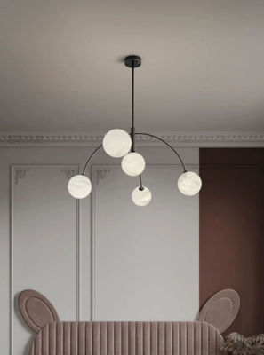 Postmodern Creative Fashion Brass Living Room Chandelier Simplicity Light Luxury Hotel Bedroom Alabaster Pendant Light