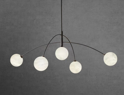 Postmodern Creative Fashion Brass Living Room Chandelier Simplicity Light Luxury Hotel Bedroom Alabaster Pendant Light