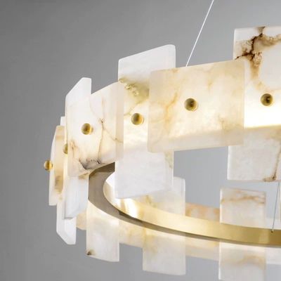 Home Decor Circle LED Luxury Modern Pendant Light Chandelier Alabaster Lighting Products