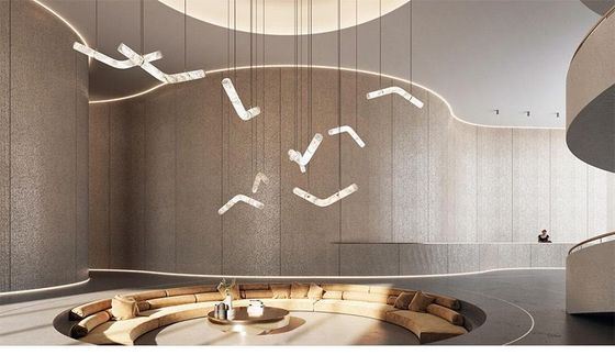 Modern Luxury LED Pendant Light Factory Price Large Alabaster Chandelier Designer Restaurant Hotel Office DIY Lighting Fixtures