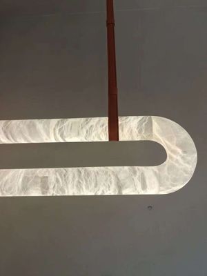 Luxury Leather Chandelier Marble Circle Kitchen Living Room Creative Art Alabaster Light Hanging Lamp