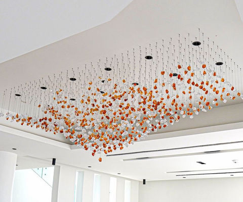 Modern Personalized Acrylic Chandelier With High Ceilings In Hotel Lobby Luminous LED Chandelier