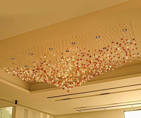 Modern Personalized Acrylic Chandelier With High Ceilings In Hotel Lobby Luminous LED Chandelier