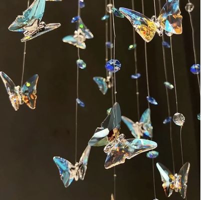 Luxury Artistic Butterfly Glass Ceiling Light Chandeliers For Hotel Villa Restaurant Wedding Decor