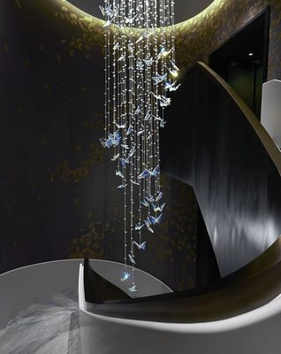 Luxury Artistic Butterfly Glass Ceiling Light Chandeliers For Hotel Villa Restaurant Wedding Decor