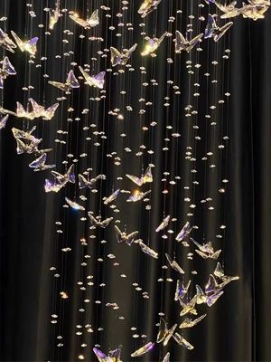 Luxury Artistic Butterfly Glass Ceiling Light Chandeliers For Hotel Villa Restaurant Wedding Decor