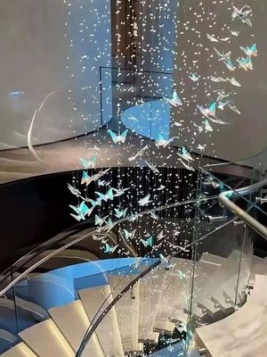 Luxury Artistic Butterfly Glass Ceiling Light Chandeliers For Hotel Villa Restaurant Wedding Decor