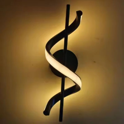 Aluminum Spiral Design LED Wall Lamp Modern 3000K / 6000K 2 Light Color Hotel Bedroom Living Room Corridor Curved Decor Wall Light