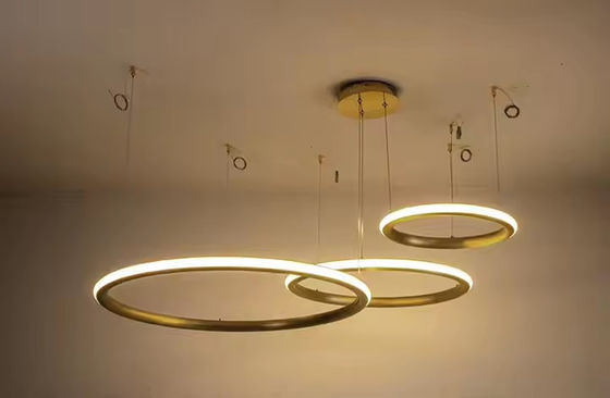 Modern Pendant Lights Living Room Dining Room Circle Rings Acrylic Aluminum Body LED Ceiling Lamp Home Metal Contemporary