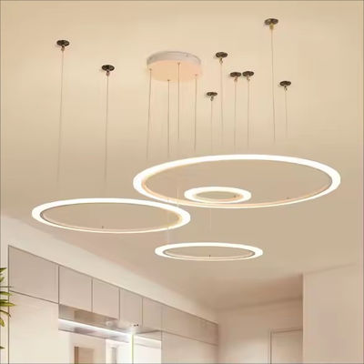 Modern Pendant Lights Living Room Dining Room Circle Rings Acrylic Aluminum Body LED Ceiling Lamp Home Metal Contemporary