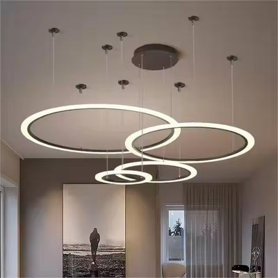 Modern Pendant Lights Living Room Dining Room Circle Rings Acrylic Aluminum Body LED Ceiling Lamp Home Metal Contemporary