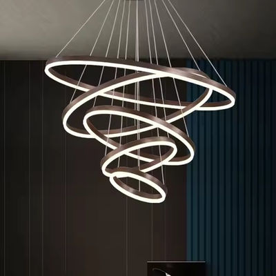 Five Ring Hanging Home Decoration Led Chandelier Ring Acrylic Luxury Ceiling Ring Chandelier