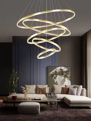 Five Ring Hanging Home Decoration Led Chandelier Ring Acrylic Luxury Ceiling Ring Chandelier