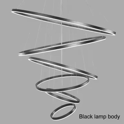 Six Rings Gold Acrylic Chandelier Led Chandelier Modern Living Room Staircase Ceiling Room Luxurously Decorated
