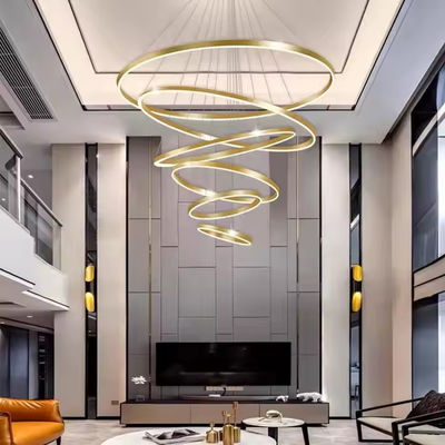 Six Rings Gold Acrylic Chandelier Led Chandelier Modern Living Room Staircase Ceiling Room Luxurously Decorated