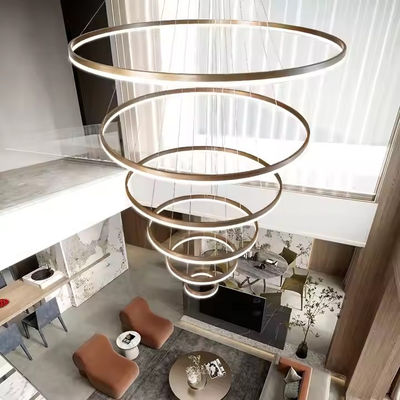Six Rings Gold Acrylic Chandelier Led Chandelier Modern Living Room Staircase Ceiling Room Luxurously Decorated