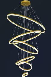 Six Rings Gold Acrylic Chandelier Led Chandelier Modern Living Room Staircase Ceiling Room Luxurously Decorated